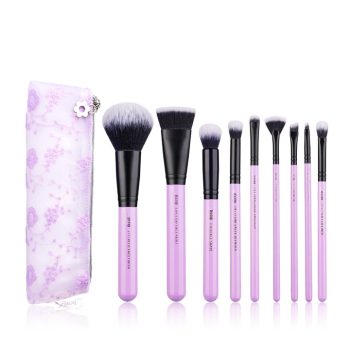 Pansy Purple (9Pcs) Essential Makeup Brush Set with Storage Bag T320